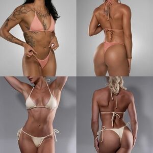 NWT 4-pack Violate The Dress Code Micro Minimalist Bikinis Cream Pink Size M